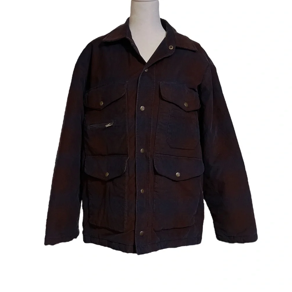 Vintage 90s J Crew Corduroy Plaid Chore Coat